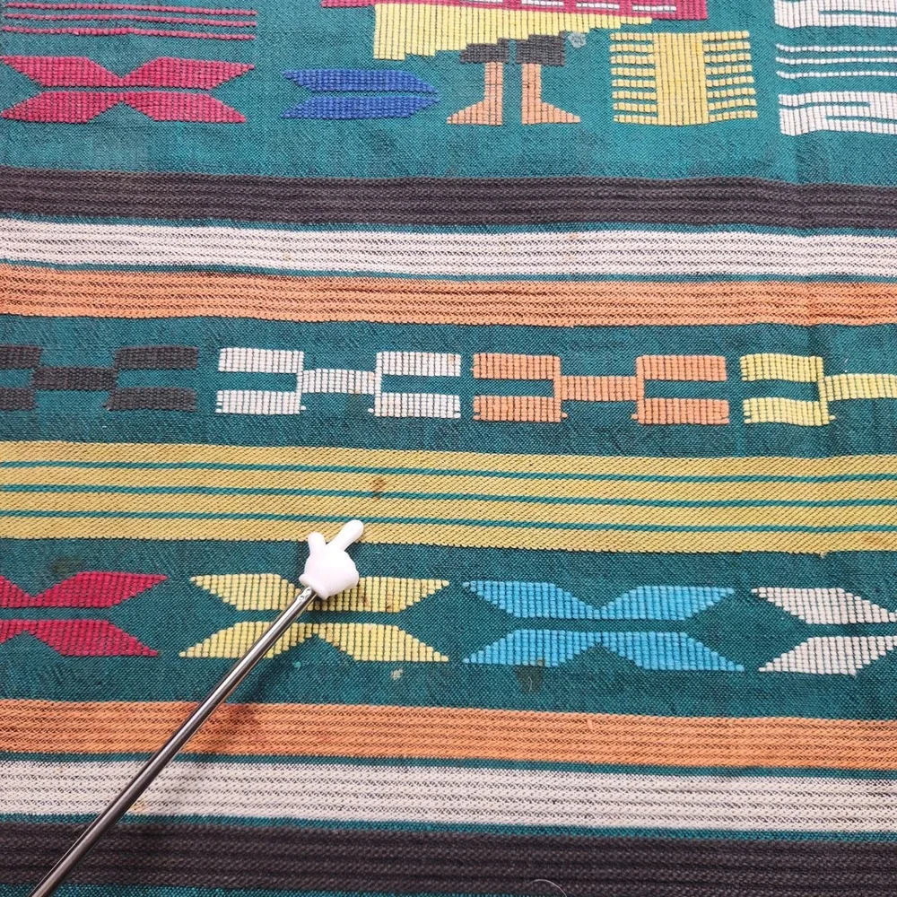 Vintage Handwoven Guatemalan Tapestry Teal Mayan Folk Art Bird Textile 60x30